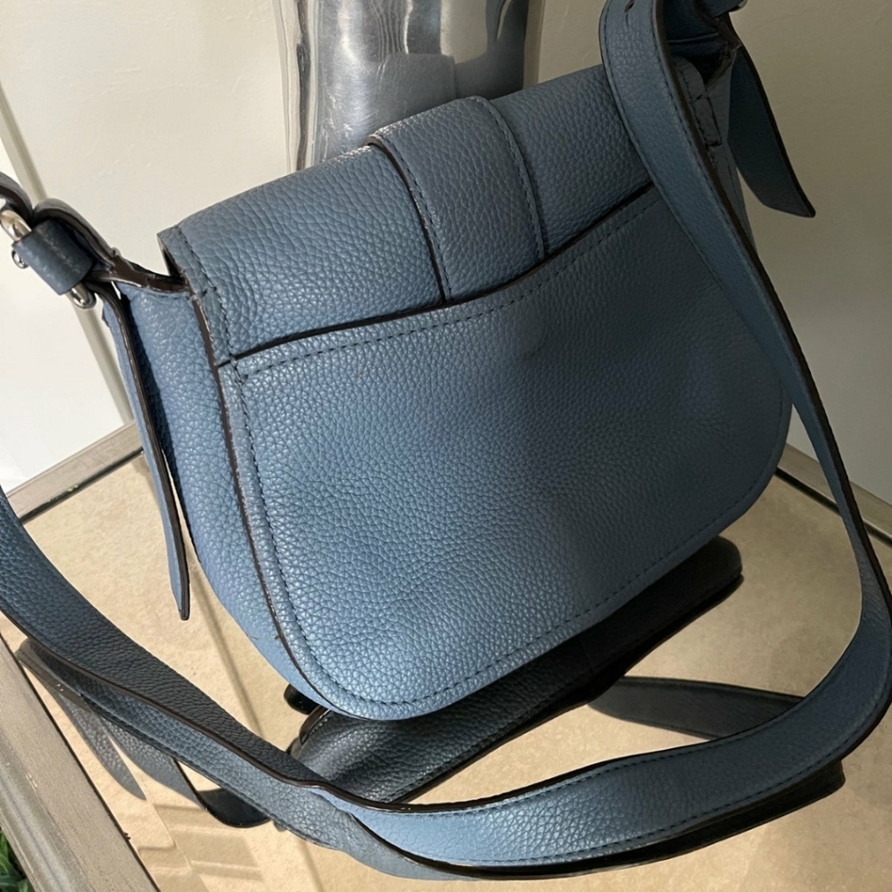 MICHAEL KORS Maxine Large Saddle Bag Blue Pebbled Leather - Picture 2 of 9